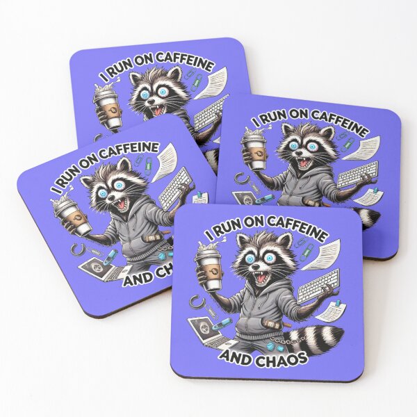 Item preview, crazy racoon needs more coffee, fantasy art designed and sold by LoneAngel.
