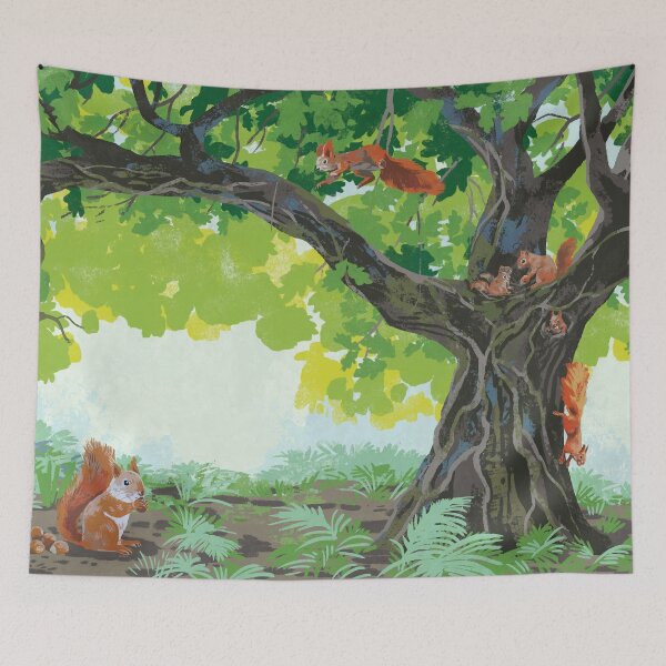 Item preview, Squirrels and oak tree designed and sold by qu-lan.