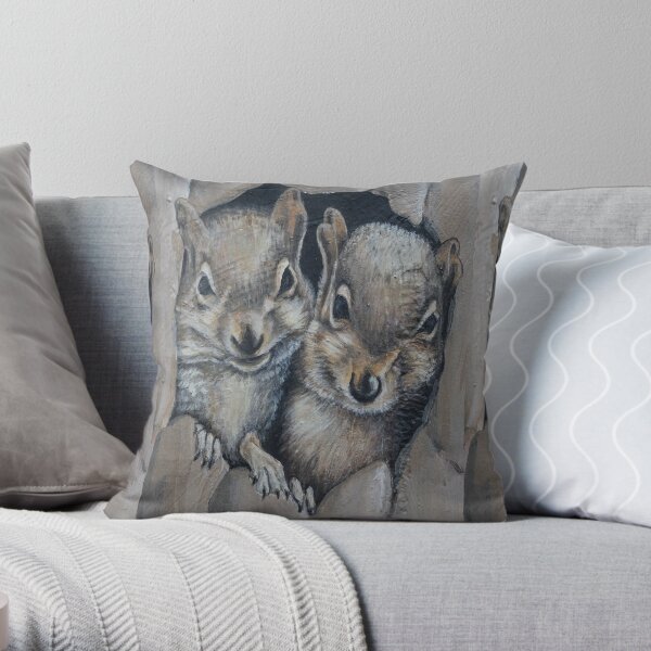 Two Little Squirrels Throw Pillow