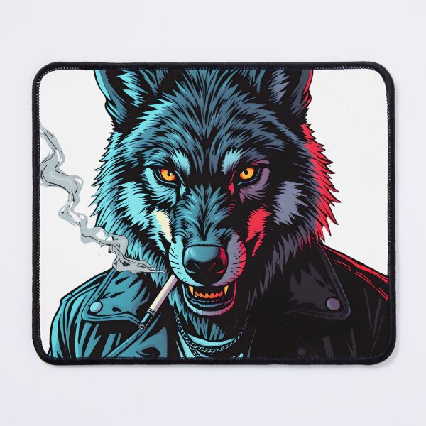 Item preview, Cool Smoking Wolf in Leather Jacket Pop Art designed and sold by AbdS07.