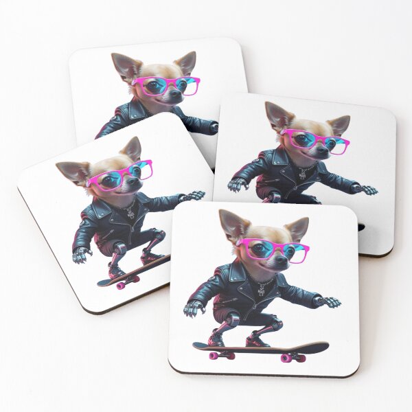 Item preview, Cyberneon Chihuahua - Cyberpunk Chihuahua on a Skateboard: High Attitude Backgroundless Design designed and sold by StormArte.