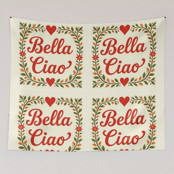 Item preview, Bella Ciao – Folklore Floral Frame with Red Hearts designed and sold by EmeraldeaArt.