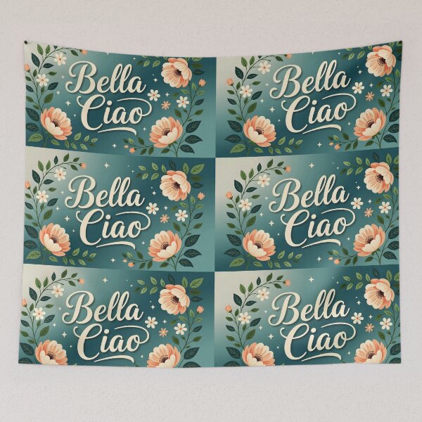 Item preview, Bella Ciao – Pastel Floral on Muted Green Gradient designed and sold by EmeraldeaArt.