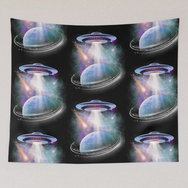 Item preview, UFO Encounter Over Distant Planet: Cosmic Abduction Sci-Fi Space Art designed and sold by Teez Haven.