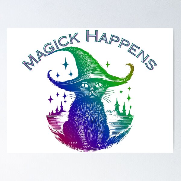 Item preview, Rainbow Witches Cat - Magick Happens designed and sold by Laughing Moon Giftables.