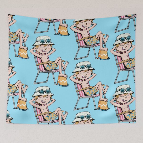 Item preview, boy is sunbathing in a chair on the beach designed and sold by duxpavlic.
