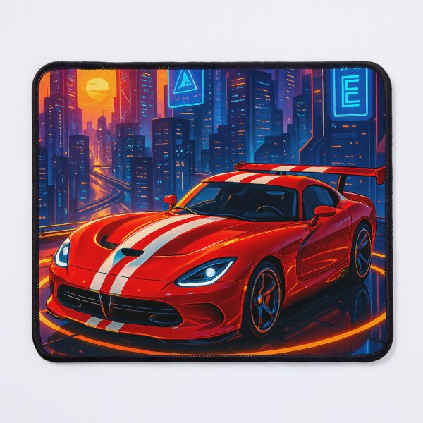 Item preview, Retro Supercar Racing Through Neon Pixel-Art City Nightscape designed and sold by RevUpDesign.