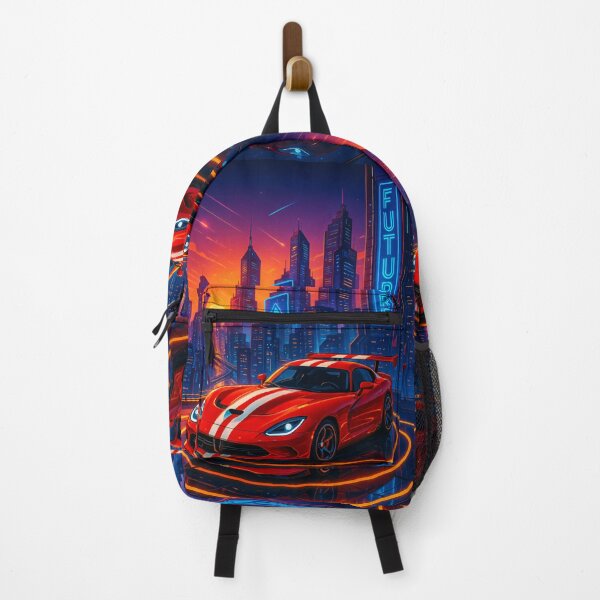 Item preview, Retro Supercar Racing Through Neon Pixel-Art City Nightscape designed and sold by RevUpDesign.