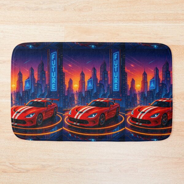 Item preview, Retro Supercar Racing Through Neon Pixel-Art City Nightscape designed and sold by RevUpDesign.