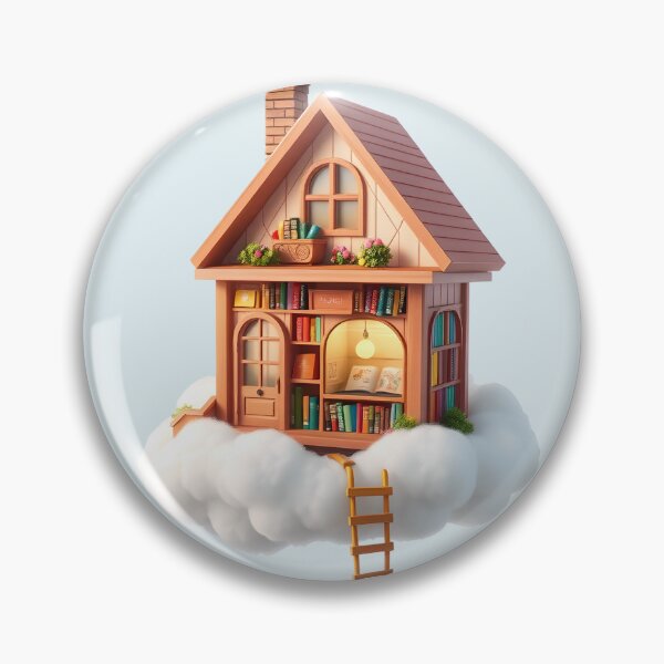 Item preview, Floating Book Cottage in the Clouds Illustration designed and sold by AbdS07.