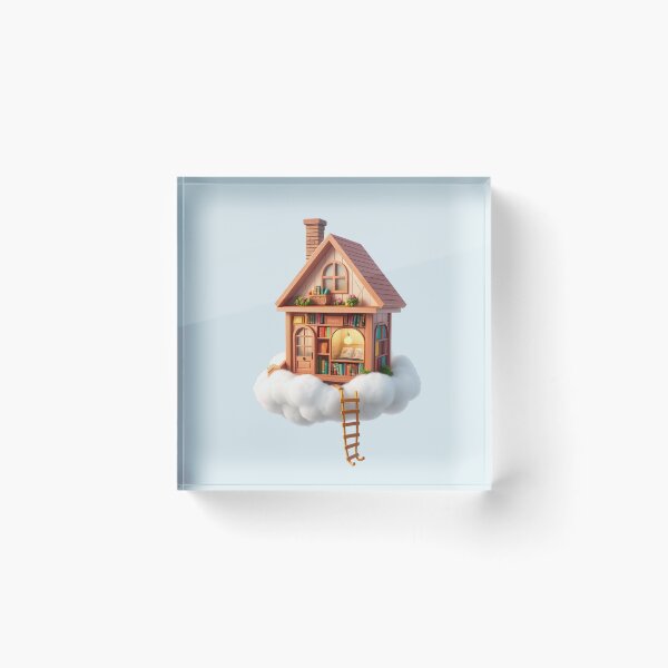 Item preview, Floating Book Cottage in the Clouds Illustration designed and sold by AbdS07.