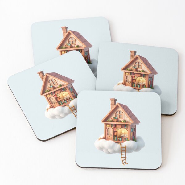 Item preview, Floating Book Cottage in the Clouds Illustration designed and sold by AbdS07.