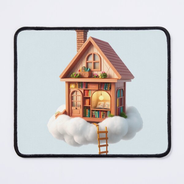 Item preview, Floating Book Cottage in the Clouds Illustration designed and sold by AbdS07.