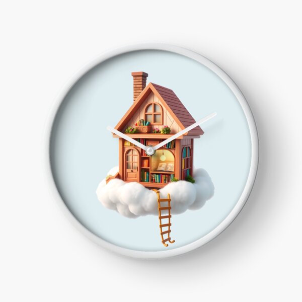 Item preview, Floating Book Cottage in the Clouds Illustration designed and sold by AbdS07.