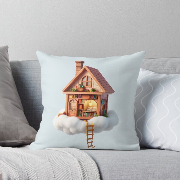 Item preview, Floating Book Cottage in the Clouds Illustration designed and sold by AbdS07.