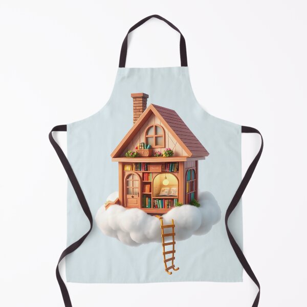 Item preview, Floating Book Cottage in the Clouds Illustration designed and sold by AbdS07.