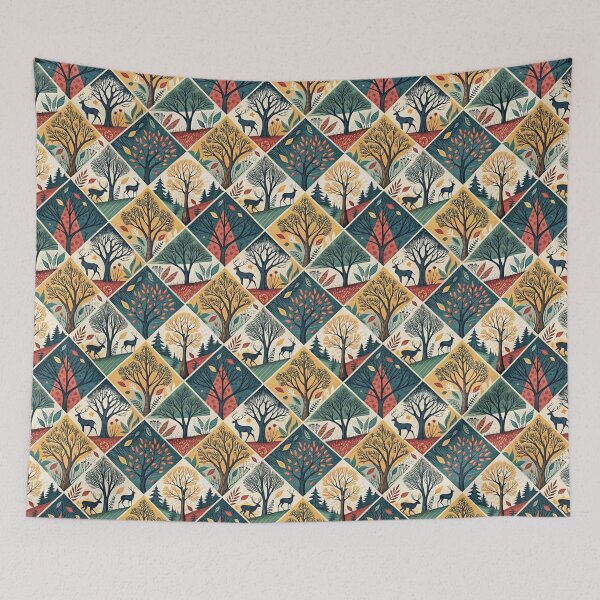Item preview, Whimsical Enchanted Forest - Folk Art Nature Pattern designed and sold by alfmar.