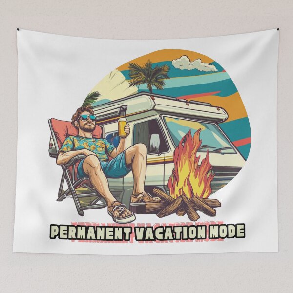 Item preview, Permanent Vacation Mode – Funny Retro RV Camping Shirt for Men designed and sold by RoadNesters.