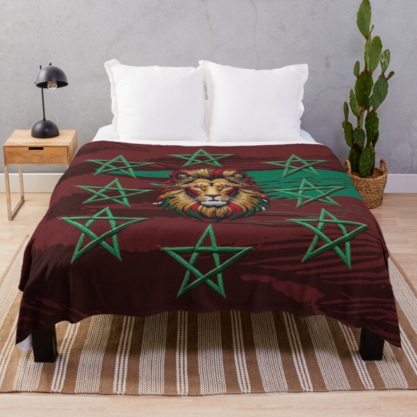 Item preview, Atlas Lion Moroccan Flag Embroidered Star Art Design designed and sold by ArtDesignTp.