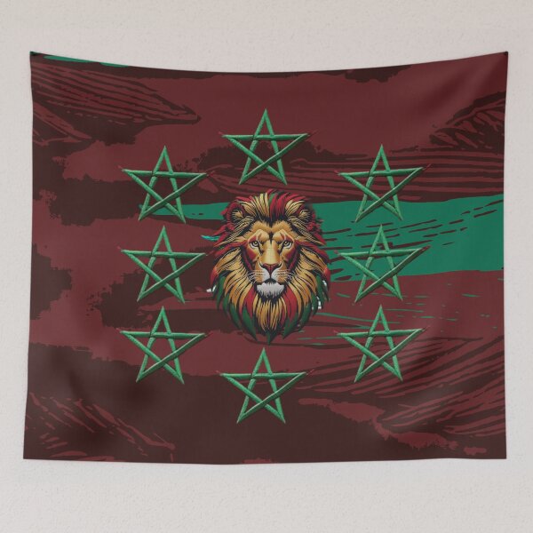 Item preview, Atlas Lion Moroccan Flag  Embroidered Star Art Design designed and sold by ArtDesignTp.