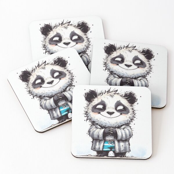 Item preview, Relaxed panda in a bathrobe – Funny cartoon design designed and sold by Closeddog.