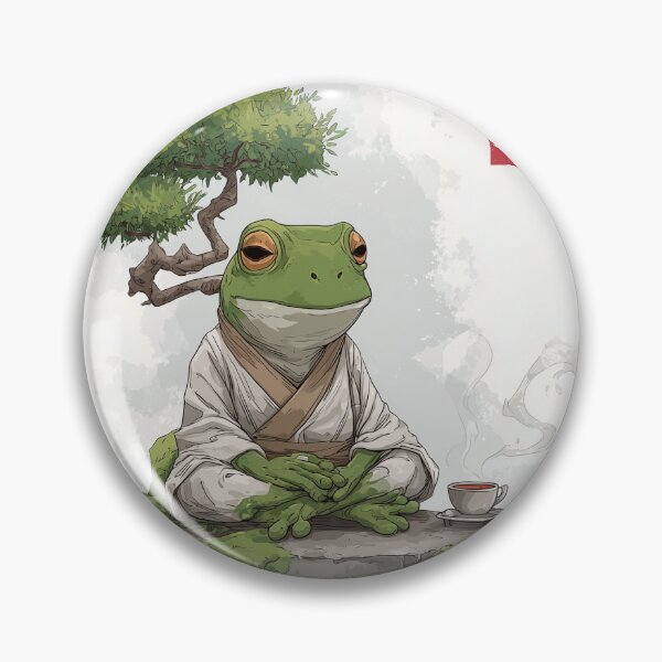 Item preview, Zen Frog with Tea and Minimalist Bonsai designed and sold by CreatifStudios.