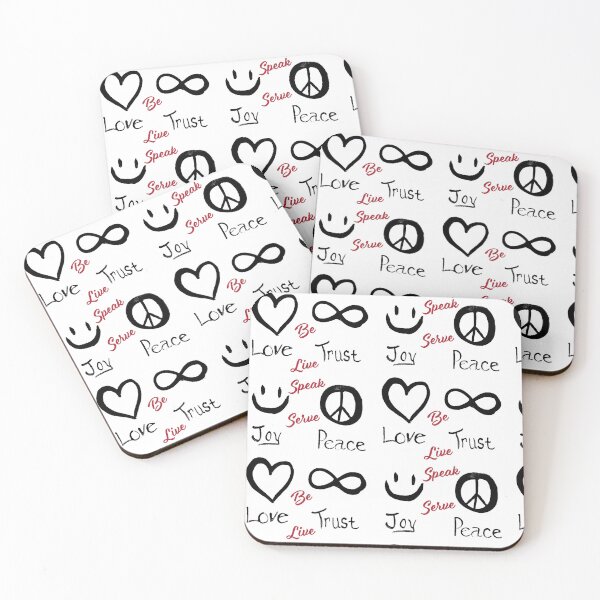 Item preview, Love Trust Joy Peace Black & White designed and sold by CattailMoonShop.