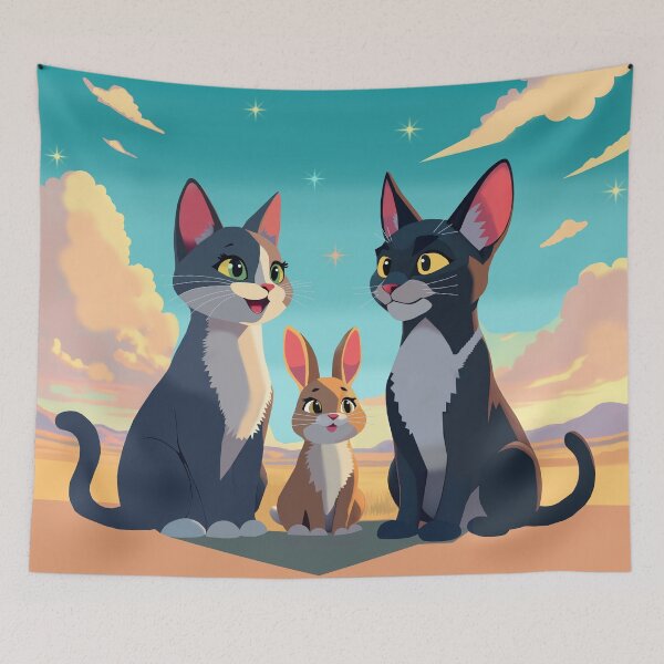 Item preview, Cosmic Trio: Cat, Rabbit, Panther - Cosmic T-shirt designed and sold by Felia001.