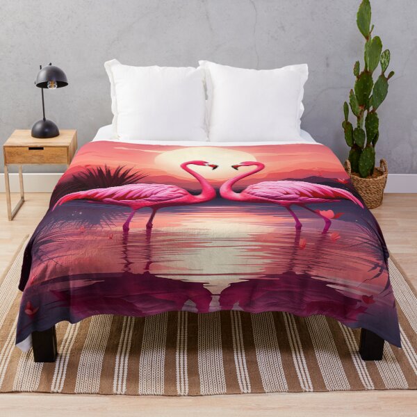 Item preview, Romantic Flamingos at Sunset – Heart-Shaped Pose in Dreamy Pink Landscape designed and sold by Kristylynn757.