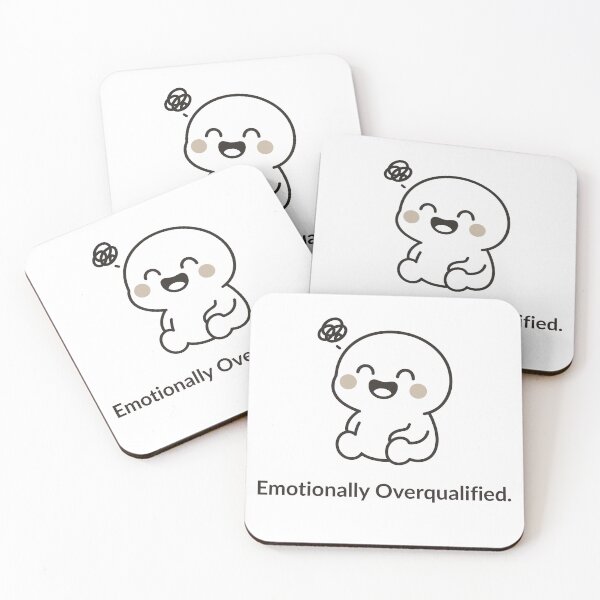 Item preview, motionally Overqualified – Funny Minimalist Quote with Character designed and sold by BarelyZen.