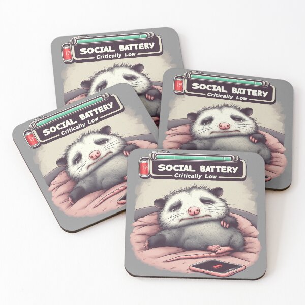 Item preview, Social Battery: Critically Low – Tired Possum Mental Health Shirt designed and sold by JonHale.