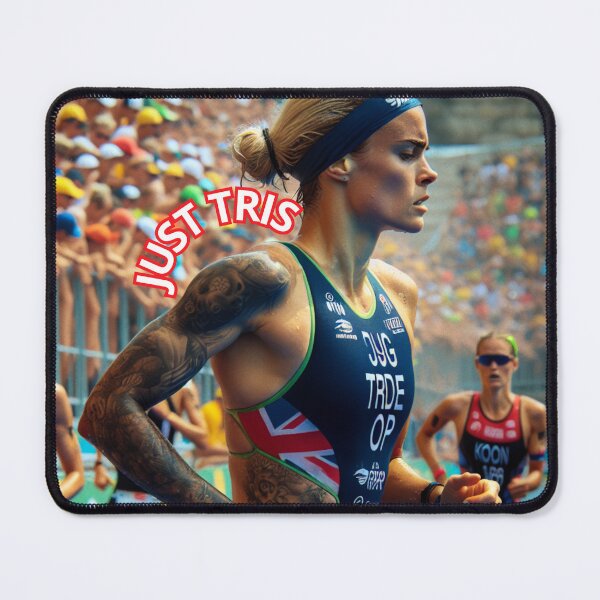 Item preview, “JUST TRIS – Bold Triathlon Sticker for Women Athletes” designed and sold by Triathlongram.