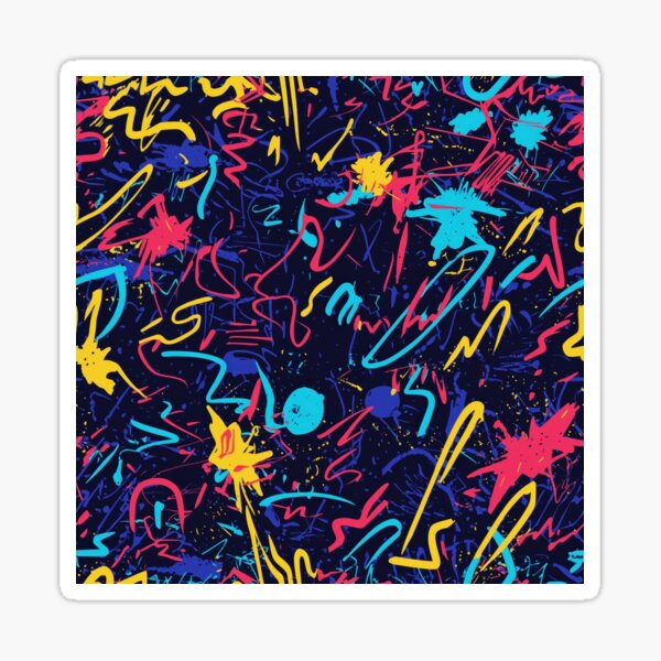 Item preview, “Electric Doodle Chaos” – Neon Graffiti Pattern with 90s Vibe designed and sold by myprintedgems.