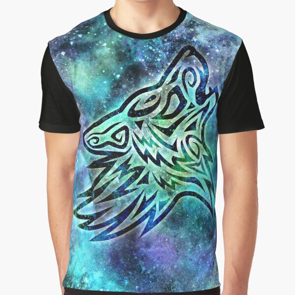 Galaxy Tribal Wolf Graphic T-Shirt