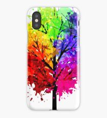Rainbow Tree With Colour Splats iPhone Case