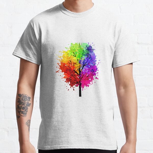 Rainbow Tree With Colour Splats Classic T-Shirt