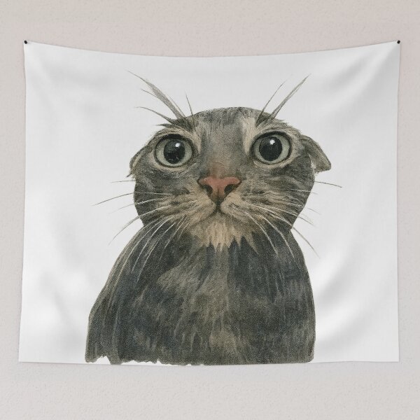 Item preview, Wet cat taking a shower MEME designed and sold by Kunst-Shirt.
