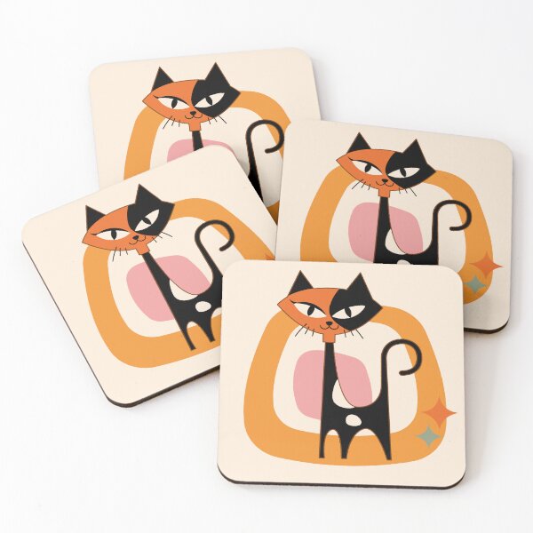 Item preview, 1950s Mid Century Modern Groovy Black Atomic Cat designed and sold by CapturedByeJ.