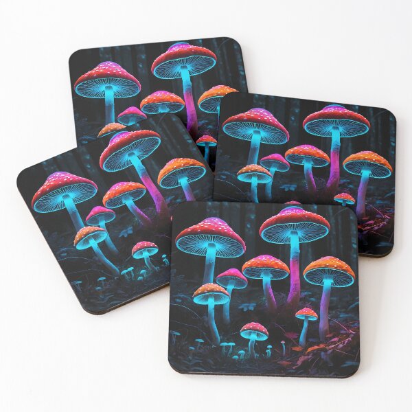 Item preview, Glowing Mushrooms in an Enchanted Forest – Neon Fantasy Fungi Art designed and sold by Kristylynn757.