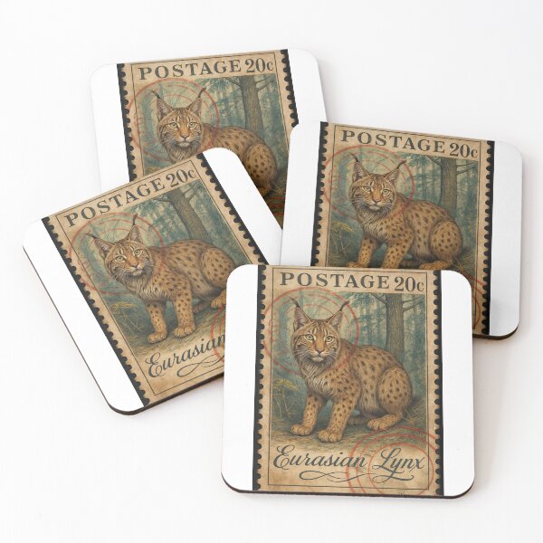 Item preview, Eurasian Lynx Majesty – Vintage Wildlife Postage Stamp designed and sold by ForeverPrintsOK.