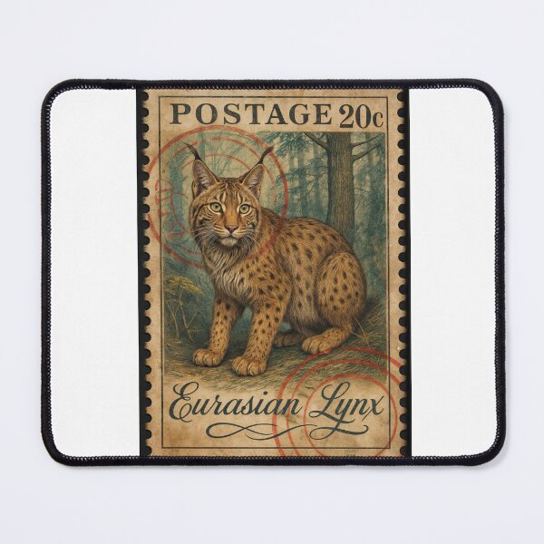 Item preview, Eurasian Lynx Majesty – Vintage Wildlife Postage Stamp designed and sold by ForeverPrintsOK.