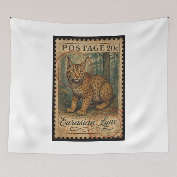 Item preview, Eurasian Lynx Majesty – Vintage Wildlife Postage Stamp designed and sold by ForeverPrintsOK.
