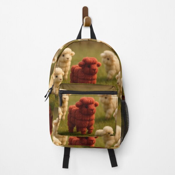 Item preview, Charming Fluffy Sheep: Distinctive Red in a White Flock designed and sold by Alan Javier Cordoba Espinosa.