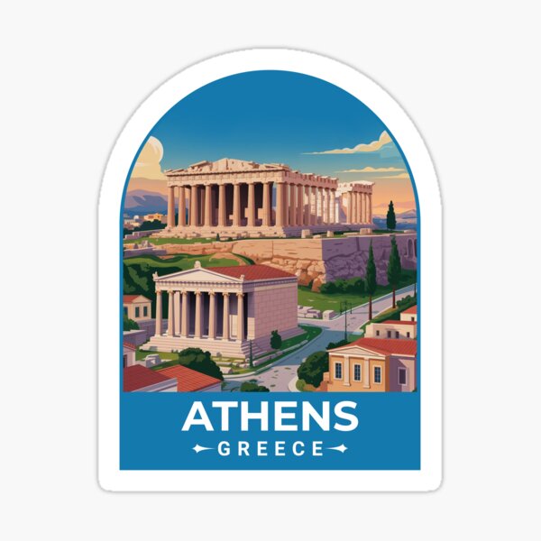 Item preview, Athens Greece Travel Poster designed and sold by TulipaGraphics.