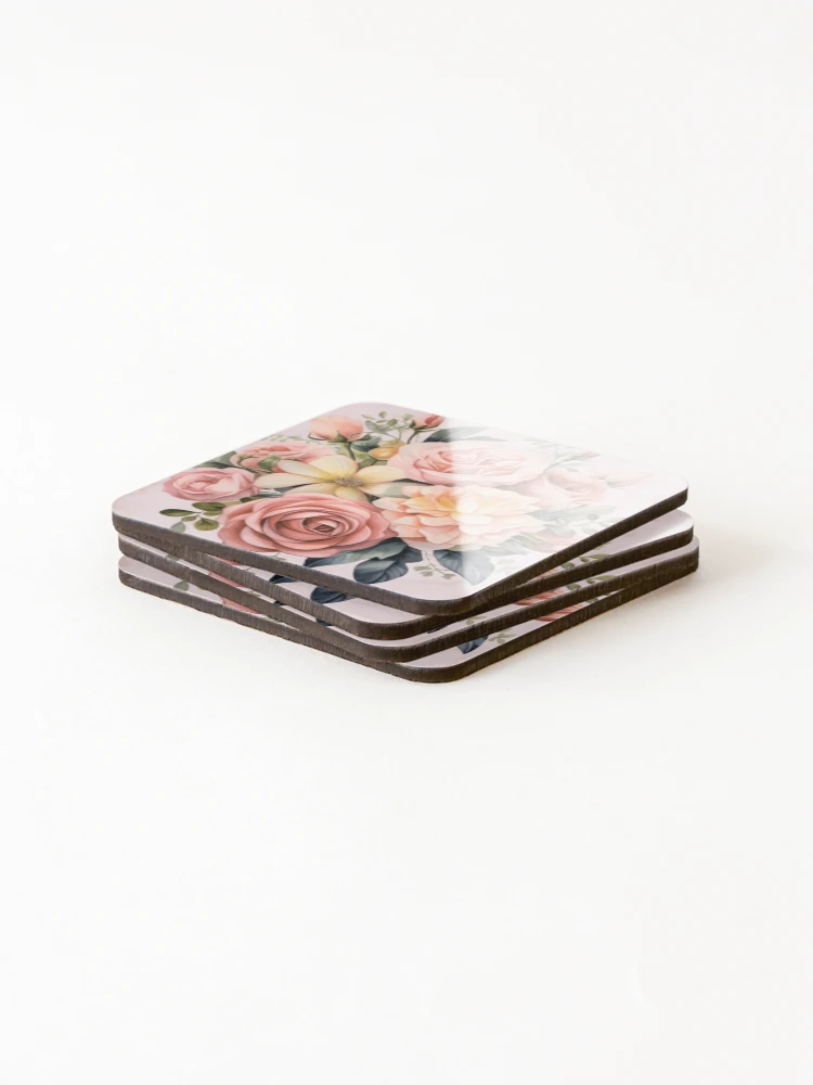 Thumbnail 4 of 5, Coasters (Set of 4), Pink Roses  designed and sold by BossMeLady.