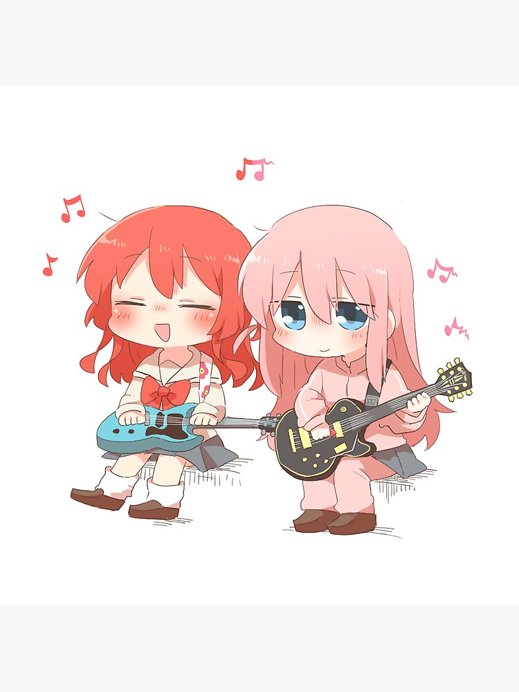 Aperçu 3 sur 3. Sticker avec l'œuvre Bocchi le Rocher ! Chibi Gotoh et Kita jouent de la guitare créée et vendue par soubenski.