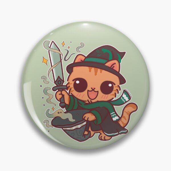 Item preview, Cute Wizard Cat with Magic Sword - Fantasy Chibi Orange Tabby in Snake House Style designed and sold by BGMeYou.