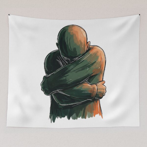 Item preview, Self-Hug in the Darkness – Emotional Mental Health Expression Art designed and sold by Just Meaningful.