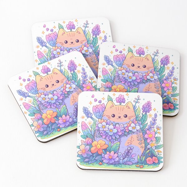 Item preview, A  kitten nestled among  flowers designed and sold by IreneRuya.