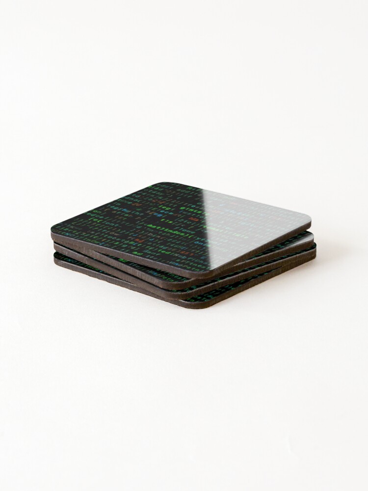 Thumbnail 4 of 5, Coasters (Set of 4), Programming Code: Abstract Digital Stream Pattern designed and sold by ProjectNoah.